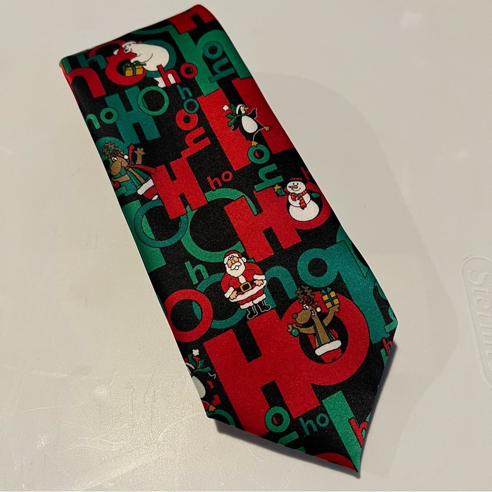 Hallmark Festive Christmas Holiday Red and Green Tie with Santa